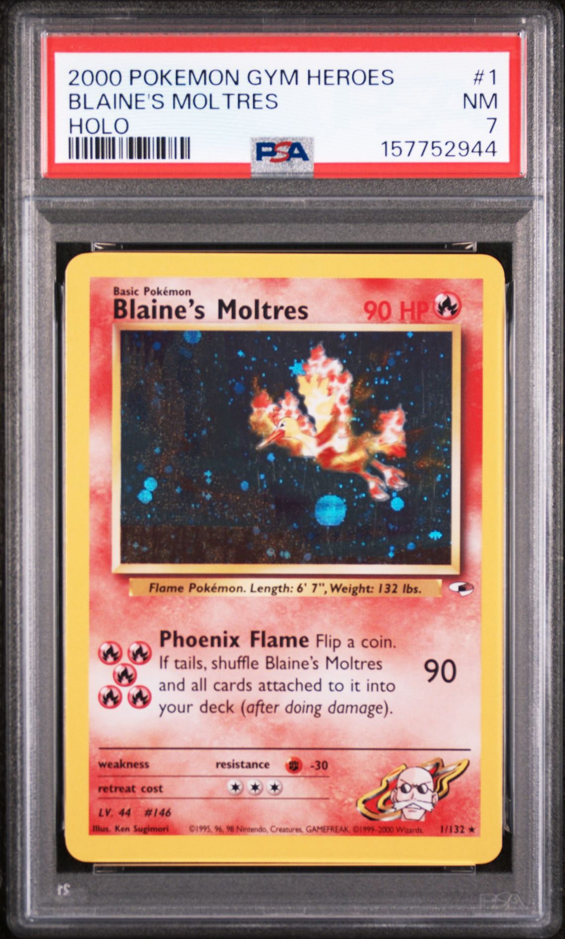 2000 Pokemon Gym Heroes Holo Blaine's Moltres #1 PSA 7 NM — PSA 7 slab, certification 157752944